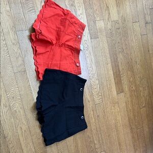 Red and Black Scalloped Hem Shorts